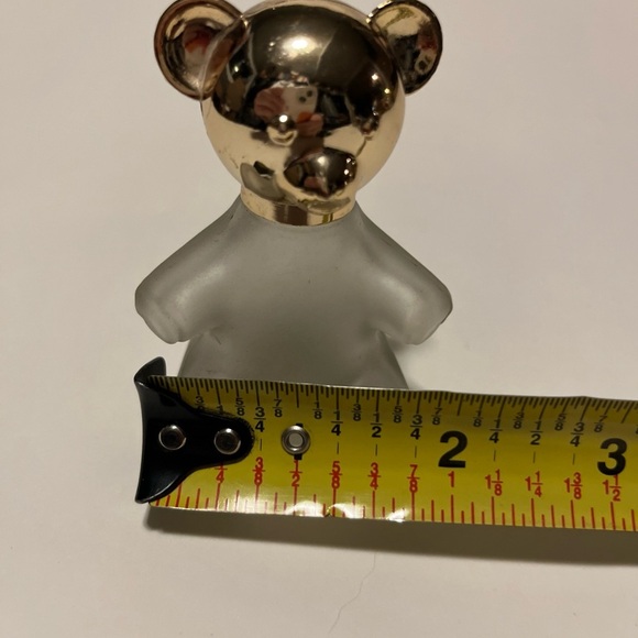 Vintage Avon Teddy Bear Decanter Bottle Frosted Glass Gold Lid With Box - Picture 6 of 6